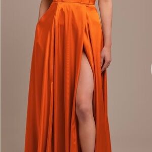 Elegant Orange Satin Wedding Dress